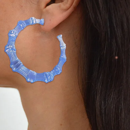Vista 2 de Aretes de bambú para mujeres, gran set de aretes de aro de bambú, estilo hip hop de los 80 y 90, joyería para regalos de fiesta, accesorios