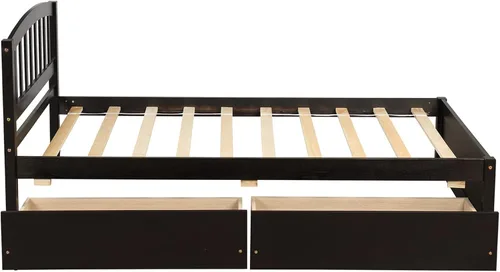 Vista 4 de Harper & Bright Designs Cama individual con cajones, marco de cama de madera con cabecero y estribo, plataforma de madera para niños, niñas, niños