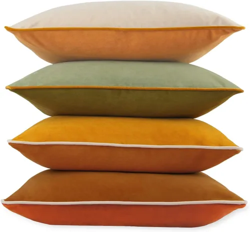 Vista 13 de Fundas de almohada de terciopelo de 18 x 18 pulgadas, juego de 4 fundas de almohada decorativas de terciopelo de colores modernos para sofá, frío