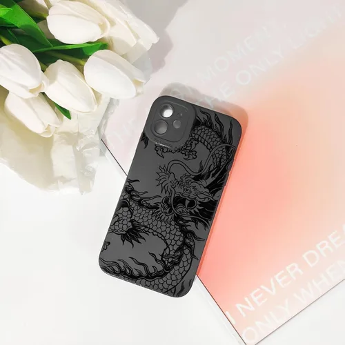 Vista 4 de Lovmooful Funda compatible con iPhone 11, diseño de dragón negro, suave TPU a prueba de golpes, para iPhone 11, dragón grande