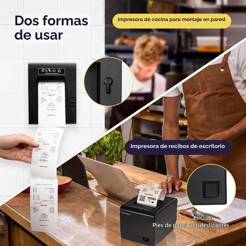 Vista 7 de Impresora de Recibos Térmica Volcora, Impresora POS de 80 mm con Cortador Automático, Interfaz USB/Ethernet para Windows/MAC/Linux, Soporte