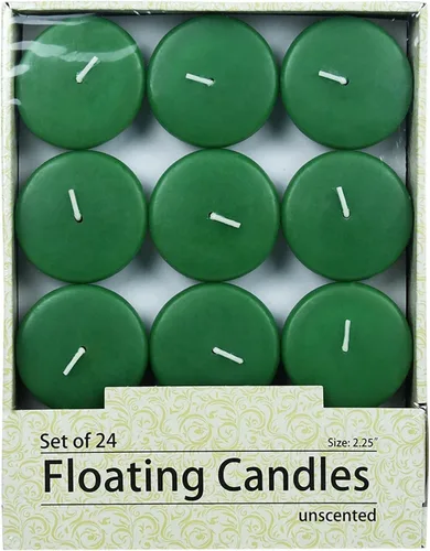 Vista 2 de Zest Candle Velas flotantes de 24 piezas, 2.25 pulgadas, verde cazador