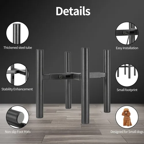 Vista 5 de PROERR Soporte Individual para Cuenco de Perro Elevado de 8" de Alto - Sin Cuencos, Mesa de Comida para Mascotas Elevada Ajustable de Ancho 6-10