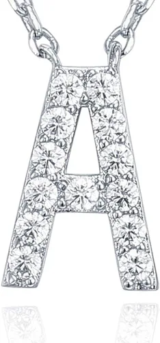Vista 95 de PAVOI 14K White Gold Plated Cubic Zirconia Initial Necklace Letter Dainty Necklaces for Women