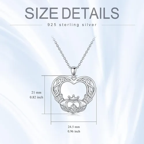 Vista 3 de Collar de nudo celta de plata de ley con dije de diosa luna, collar de Claddagh Wiccan triangular irlandés, collar de nudo celta vikingo, regalos