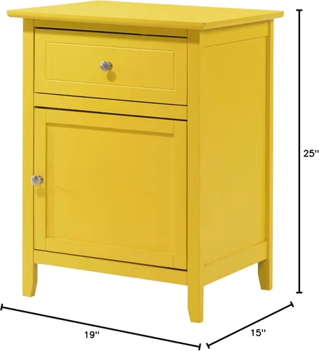 Vista 6 de Glory Furniture Izzy Mesita de noche de madera maciza con 1 cajón/1 puerta, color amarillo