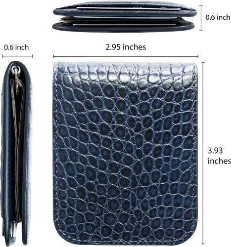 Vista 3 de Lethnic Cartera delgada con clip de dinero, bloqueo RFID, soporte para tarjetas de visita de cuero plegable