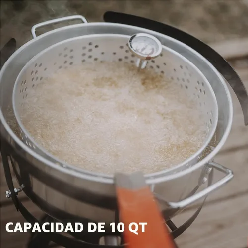 Vista 7 de Gas One Olla de Cocina de Aluminio Freidora Profunda con Cesta – Olla de Freír de Aluminio de 10QT con Asa de Agarre Fácil – Freidora Duradera