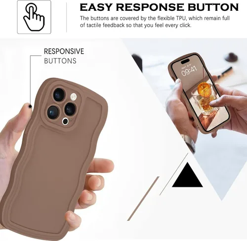 Vista 7 de YINLAI Funda diseñada para iPhone 15 Pro de 6.1 pulgadas, iPhone 15 Pro, funda de silicona suave, bonita forma de marco de onda rizada, delgada