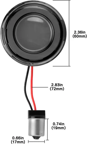 Vista 6 de Luz de señal de giro LED 1156 para motocicleta delantera y trasera de 2 pulgadas tipo bala con lente ahumada, compatible con Harley Softail Touring