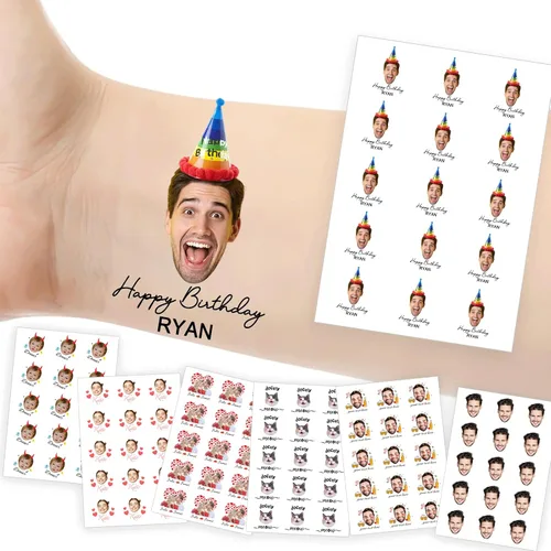 Vista 22 de Tatuajes temporales personalizados con foto y nombre, logotipo personalizado para adultos, niños, mujeres, hombres, regalo de boda, cumpleaños
