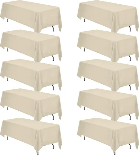 Vista 86 de BRILLMAX - Manteles para mesa rectangular de 6 pies, tela de lino de poliéster, lavable, para boda, recepción, banquete, fiesta de cumpleaños, 60 x