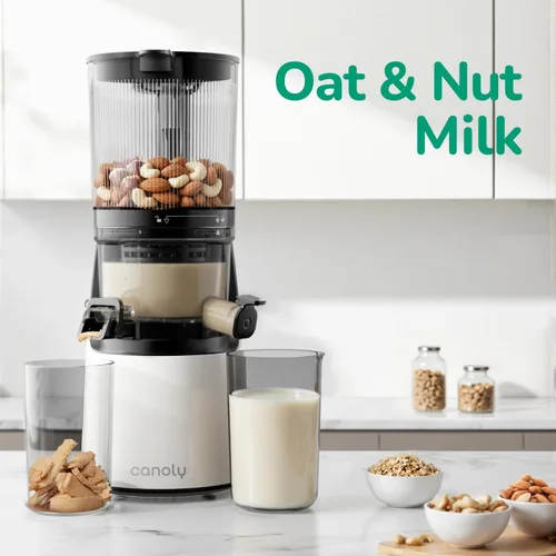 Vista 8 de Canoly 3-in-1 Cold Press Juicer C16, Makes Juice & Sorbet & Nut Milk 6" Extra Wide Feed Chute, Durable AC Brushless Motor, Self Precut System