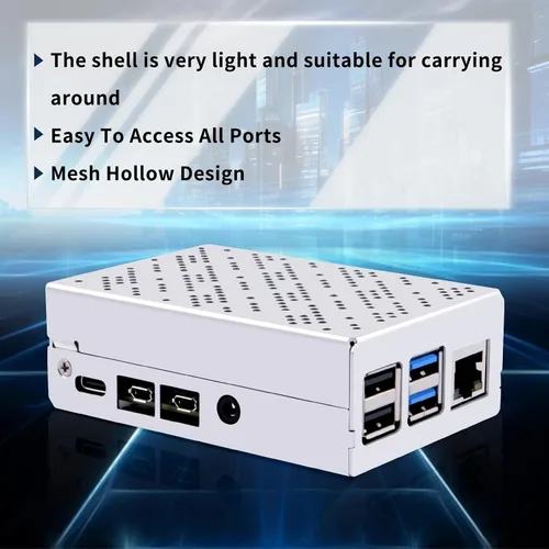 Vista 4 de GeeekPi Funda para Raspberry Pi 4, carcasa de aluminio con ventilador de refrigeración y disipadores de calor para Raspberry Pi 4 Modelo B