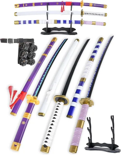 Vista 5 de Cold Blade Katana Sword - 41 inches Katana Replica with Holster Belt and Display Stand - Sword with Authentic Design