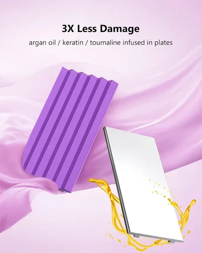 Vista 5 de Terviiix Rizadora de Cabello para Mujeres con 4 Placas Intercambiables, Rizadora para Cabello con Infusión de Queratina y Aceite de Argán, Rizadora