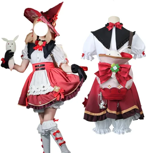 Vista 2 de AIUKAKP Klee - Vestido de cosplay para cosplay, disfraz de uniforme de niña, juego de rol, Halloween