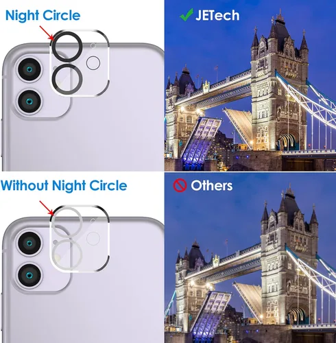 Vista 4 de JETech Protector de pantalla para iPhone 11 de 6.1 pulgadas con protector de lente de cámara, película de vidrio templado, paquete de 2