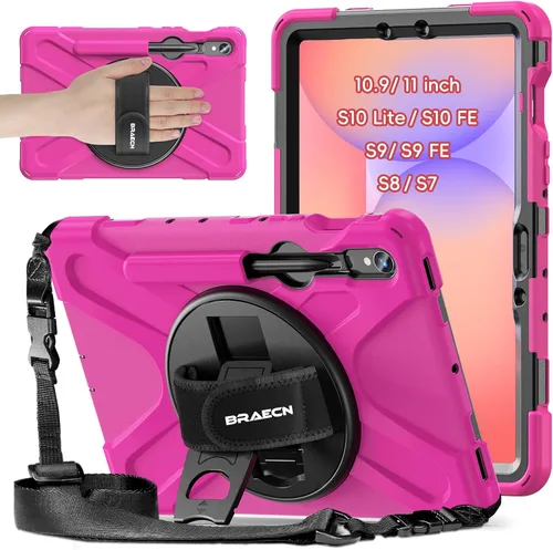 Vista 14 de BRAECNstock Funda para Samsung Galaxy Tab S10 Lite/ S10 FE/ S9 FE/ S9/ S8/ S7 5G Funda de 10.9"/11", Funda Protectora a Prueba de Golpes con Soporte