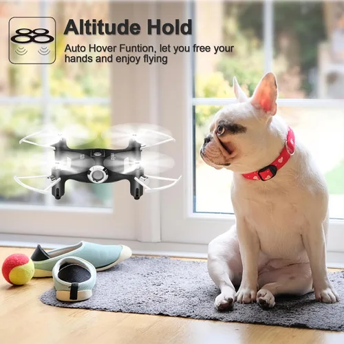 Vista 2 de Dron Cheerwing Syma 20, de bolsillo 2.4Ghz a control remoto Mini Quadcopter con aguante de altitud y una llave para despegue / aterrizaje, Negro