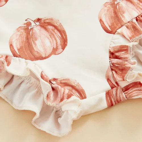 Vista 5 de Lamuusaa Traje de Halloween para bebé recién nacida, camiseta de manga corta con volantes, pantalones cortos con volantes, diadema para Halloween