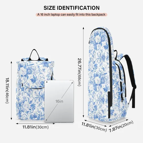 Vista 3 de Mujeres Hombres Bolsa de Tenis Resistente al Agua Vintage Azul Blanco Rosas 3 Raquetas Bádminton Bolso de Hombro para Mujeres Hombres de Tenis