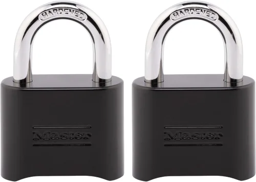 Vista 9 de Master Lock Candado de Combinación Negro, Establece Tu Propio Candado de Combinación, Resistente a la Intemperie, para Interiores y Exteriores