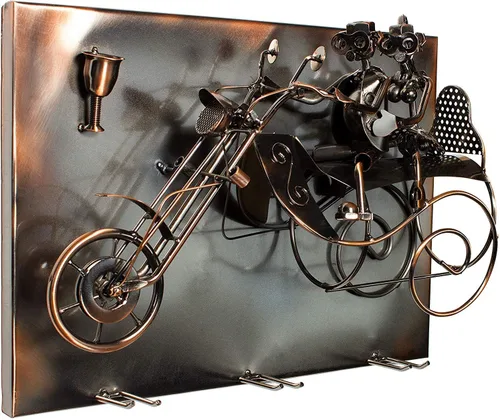Vista 5 de BRUBAKER Soporte para botella de vino 'Couple on Motorbike' - Montaje en pared con 3 soportes de vidrio - Arte de pared - con tarjeta de felicitación