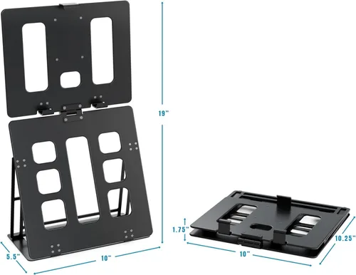 Vista 2 de HNL Soporte para monitor portátil, soporte para iPad y tableta, retención de abrazadera, escritorio pequeño plegable y montable, soporta pantalla