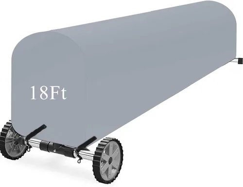 Vista 11 de Woanger Cubierta de carrete solar para piscina, impermeable, resistente a los rayos UV, para piscina enterrada (16 pies, negro)