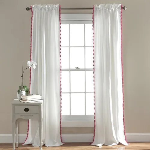 Vista 9 de Triangle Home Fashions - Panel de cortinas para vidrio con pompón para decoración de lujo