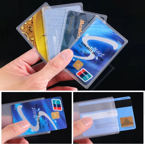 Vista 6 de Paquete de 100 fundas transparentes para tarjetero, impermeables, protector de tarjetas de Medicare, de plástico suave, funda de crédito