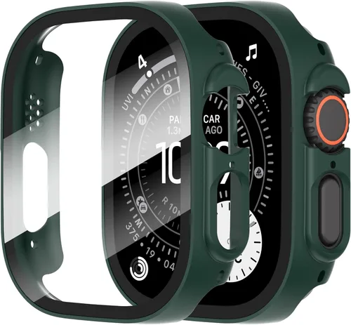 Vista 43 de Diruite Juego de 2 fundas para Apple Watch Series 3/2/1 de 38mm, protector de pantalla de vidrio templado ultradelgado de todo alrededor para iWatch