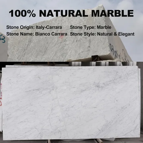 Vista 4 de Koville Sujetalibros de mármol italiano de Carrara para estantes, extremos decorativos para libros, 7 libras, soporte de libros de mármol Bianco