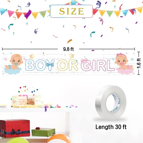 Vista 2 de INNORU Cartel de fondo grande para niño o niña, letrero de jardín para fiesta de revelación de género, cartel de jardín con él o ella, suministros