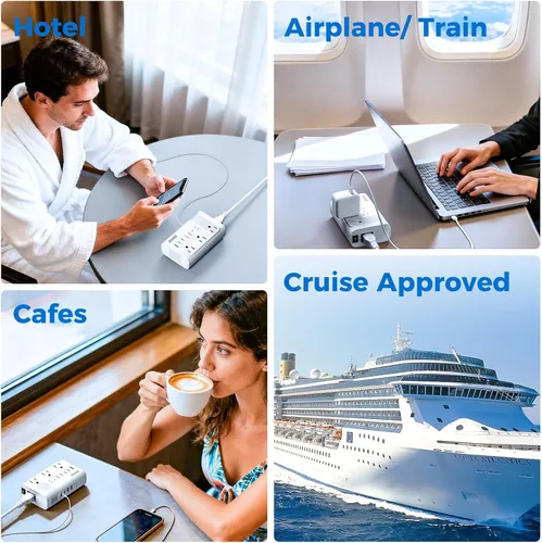 Vista 9 de DOACE - Convertidor de voltaje de 350 W de EE. UU. a Europa para alisador de cabello, rizador CPAP, convertidor de 220 V a 110 V para viajes Blanco