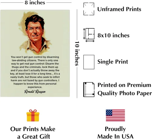 Vista 2 de AMERICAN LUXURY GIFTS Ronald Reagan Only One Way Quote - Arte de pared inspirador patriótico para oficina, cueva de hombre, aula, impresión sin