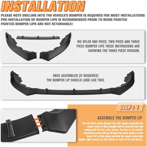 Vista 8 de 3 alerones divisores de barbilla para parachoques delantero, estilo MP, compatible con Mazda MX-5 Miata 16-24