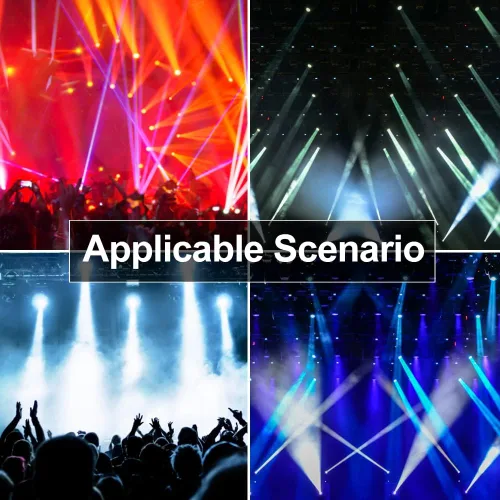 Vista 6 de Luces de DJ de cabeza móvil, luz de escenario RIUKOE Halo Beam luz LED cabeza móvil 60 W DMX sonido para clubes, espectáculos musicales, fiesta