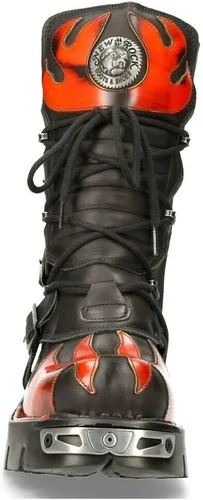 Vista 4 de NEW ROCK Botas 591 Flame Metallic Leather Goth punk Biker Fashion