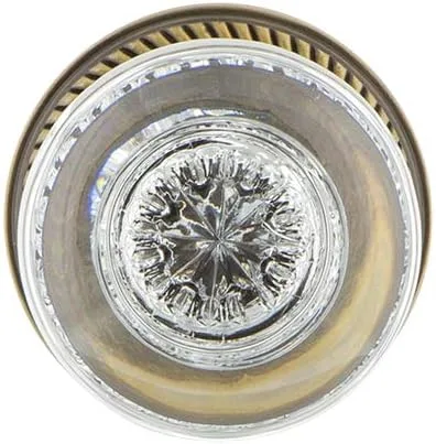 Vista 4 de Nostalgic Roseta de cuerda de almacén con pomo redondo de cristal transparente, mortaja - 2.25 pulgadas, latón antiguo