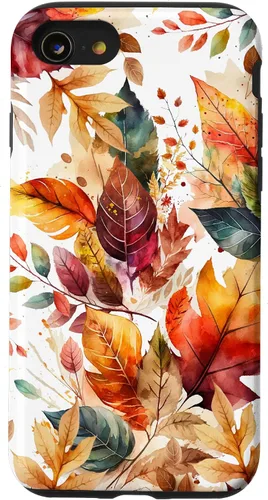Vista 18 de Funda para iPhone 16 Aesthetic Autumn Fall Colorful Leaves Watercolor Art