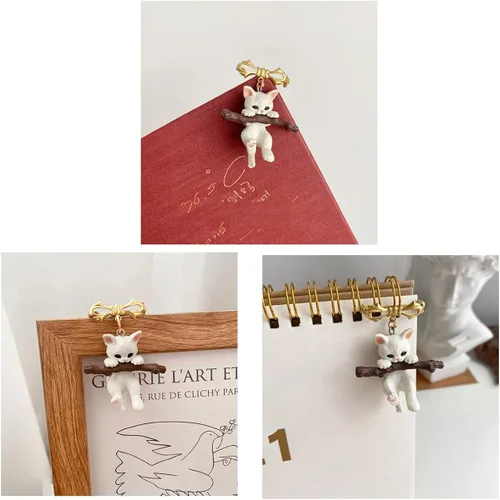 Vista 2 de Bonito broche colgante de gato blanco estereoscópico 3D gato gato gato colgante, broche estético kawaii pin gato estereoscópico lindo alfileres