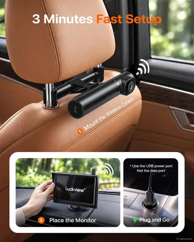 Vista 3 de LUCKVIEW GOF1 Cámara inalámbrica para coche de bebé con monitor compacto