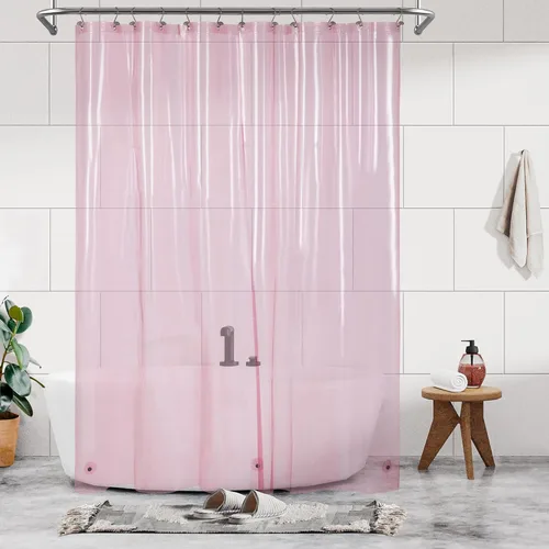 Vista 92 de Barossa Design - Forro de cortina estrecho de PEVA para ducha, con 3 imanes, impermeable, para cabina de baño pequeña, sin PVC, ojales metálicos