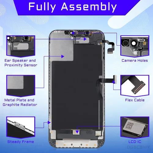 Vista 2 de Para iPhone 12 Pro Max Reemplazo de pantalla LCD de 6.7 pulgadas, digitalizador táctil 3D, montaje completo con altavoz de oído, sensor