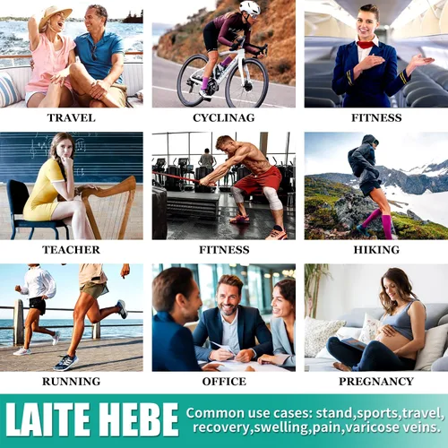 Vista 7 de Paquete de 3 pares de calcetines de compresión médica para mejorar la circulación de mujeres y hombres, para correr, hacer deporte y amamantar