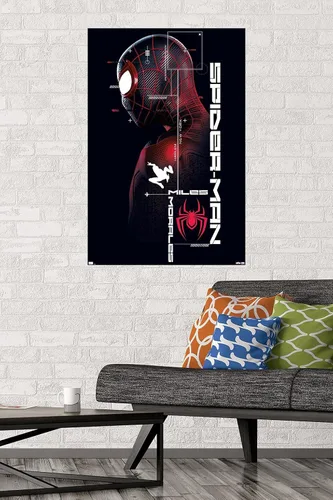Vista 2 de Trends International Marvel's Spider-Man: Miles Morales - Póster de pared de Miles, 22.375 x 34 pulgadas, versión sin marco
