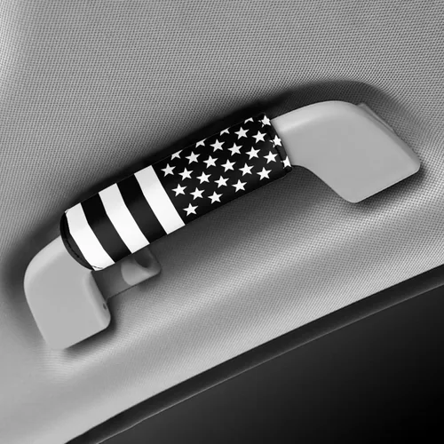 Vista 6 de BIGCARJOB Juego de envolturas de asa de equipaje para mujeres y hombres, banderas negras de Estados Unidos impresas, asa de equipaje
