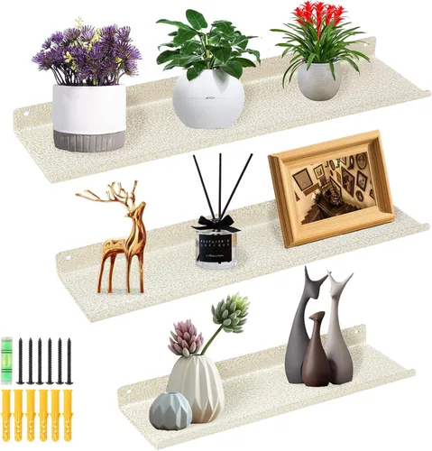 Vista 10 de Uten Estantes flotantes, estantes de hierro para montar en la pared, juego de 3, estantes de hierro para almacenamiento de baño, organizador